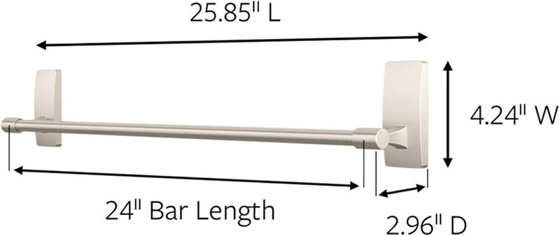 Command Bath Satin Nickel Towel Bar with Water Resistant Strips, Bathroom Organizer, 24 in Bar Length Holds up to 10 lbs - Image 1